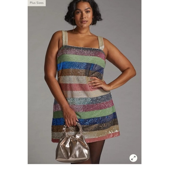Anthro + shimmer striped mini dress - Picture 2 of 2
